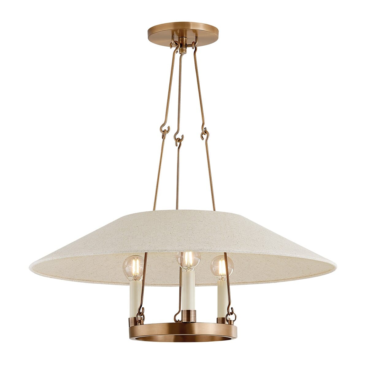 Patina Brass Three Light Chandelier from the Archive Collection