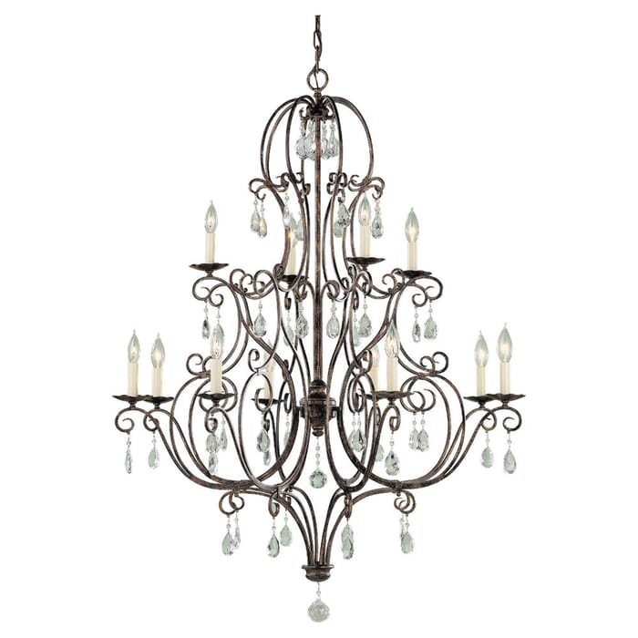 Feiss Chateau Collection 12-Light Two Tier Chandelier in Bronze Feiss Chateau Collection 12-Light Two Tier Chandelier in Bronze