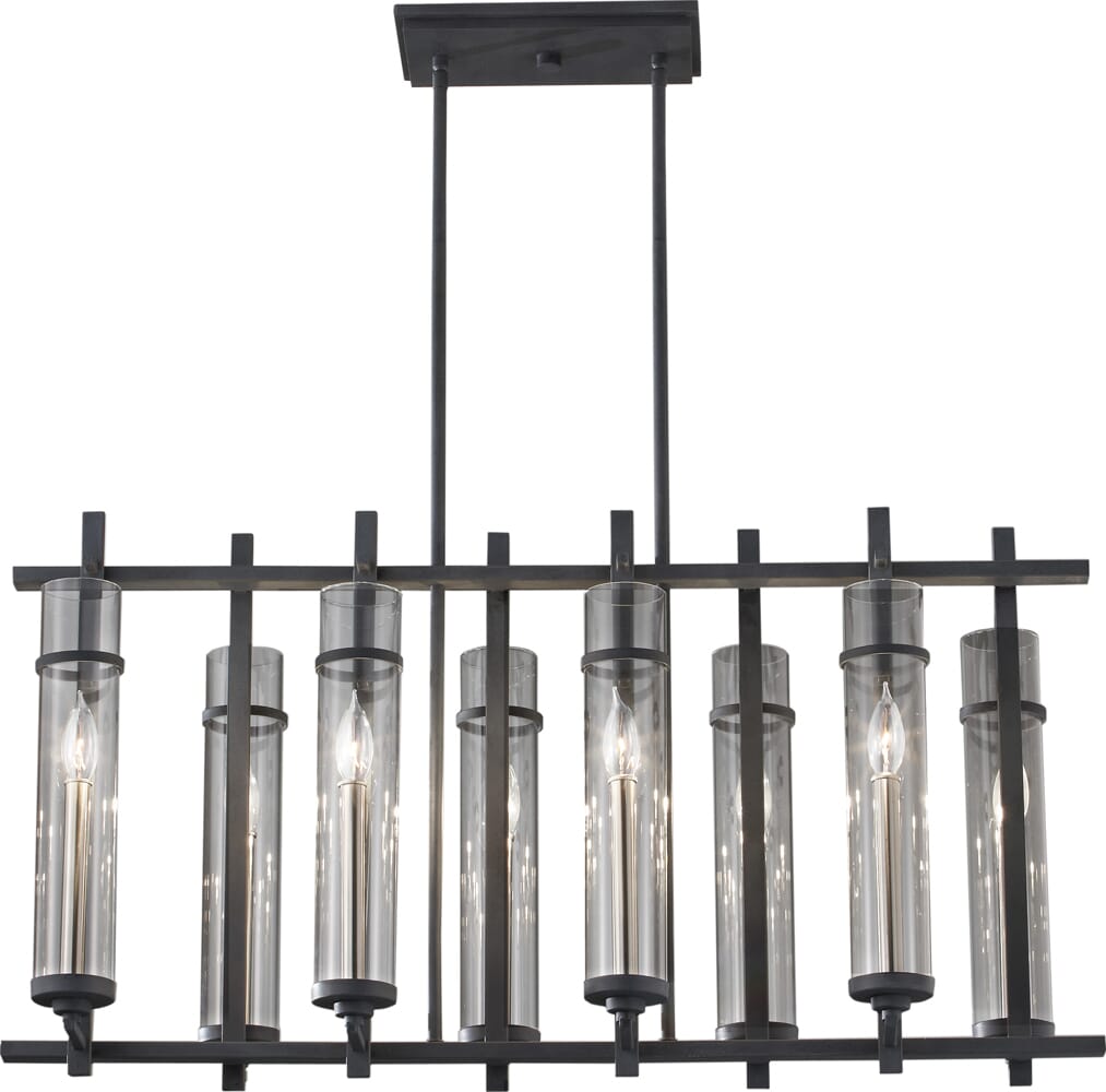 Generation Lighting Ethan 8-Light Iron Linear Pendant in Iron & Brushed Steel