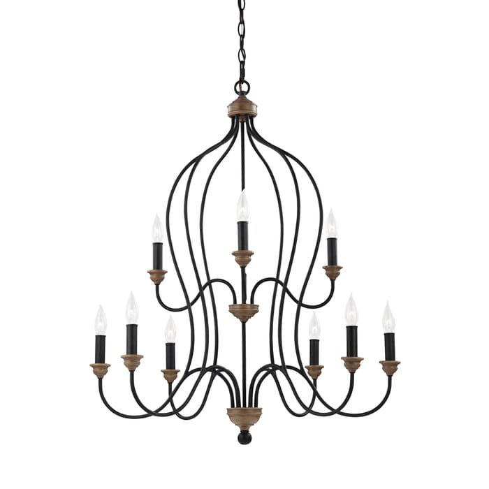 Sea Gull Hartsville 9-Light Traditional Chandelier in Dark Weathered Zinc with Weathered Oak Sea Gull Hartsville 9-Light Traditional Chandelier in Dark Weathered Zinc with Weathered Oak