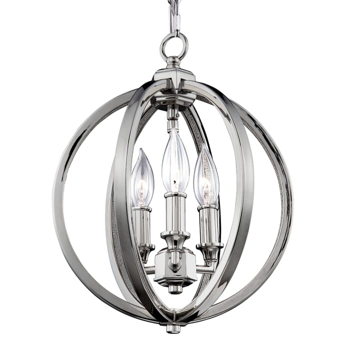 Feiss Corinne 11.25" 3-Light Pendant in Polished Nickel Feiss Corinne 11.25" 3-Light Pendant in Polished Nickel