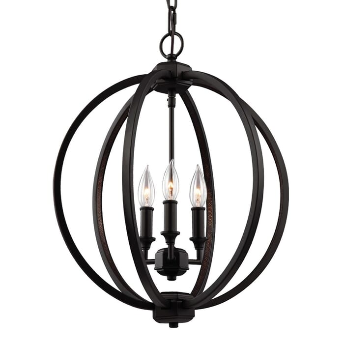 Feiss Corinne 17" 3-Light Crystal Inlay Globe Pendant in Bronze Feiss Corinne 17" 3-Light Crystal Inlay Globe Pendant in Bronze