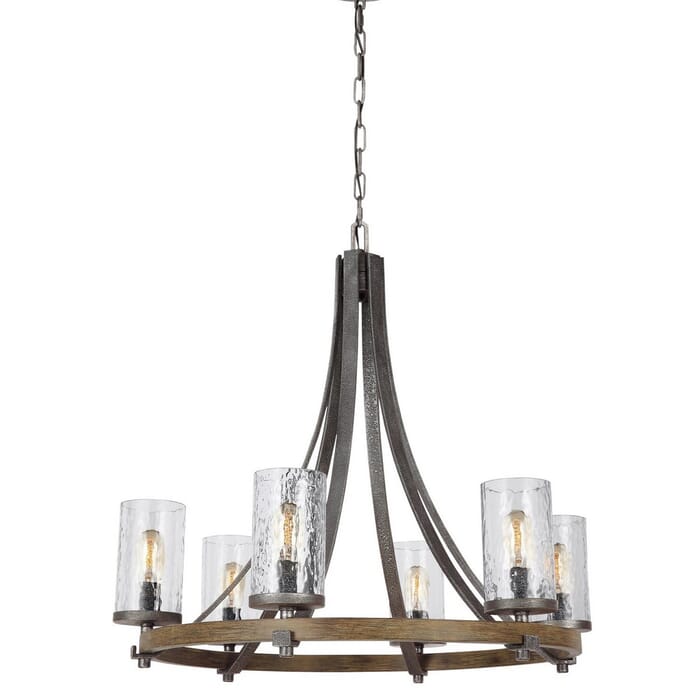 Feiss Angelo 6-Light Chandelier in Distressed Oak Feiss Angelo 6-Light Chandelier in Distressed Oak