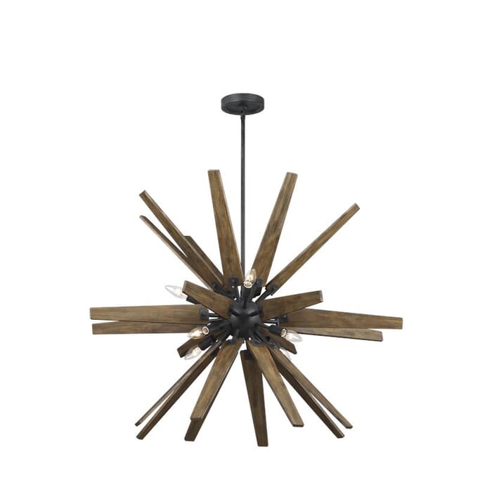 Generation Lighting Feiss Thorne 8-Light Chandelier in Dark Weathered Zinc And Weathered Oak Generation Lighting Feiss Thorne 8-Light Chandelier in Dark Weathered Zinc And Weathered Oak