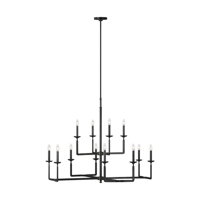Ansley 12-Light 12 Light Chandelier in Aged Iron Ansley 12-Light 12 Light Chandelier in Aged Iron