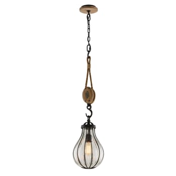 Troy Murphy 33" Pendant Light in Vintage Iron with Rustic Wood