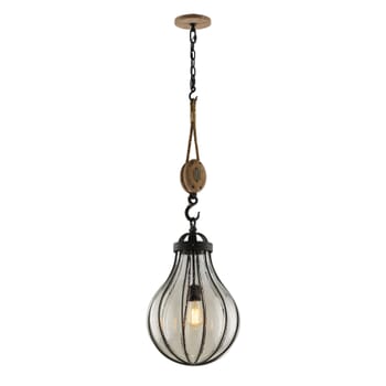 Troy Murphy 40" Pendant Light in Vintage Iron with Rustic Wood