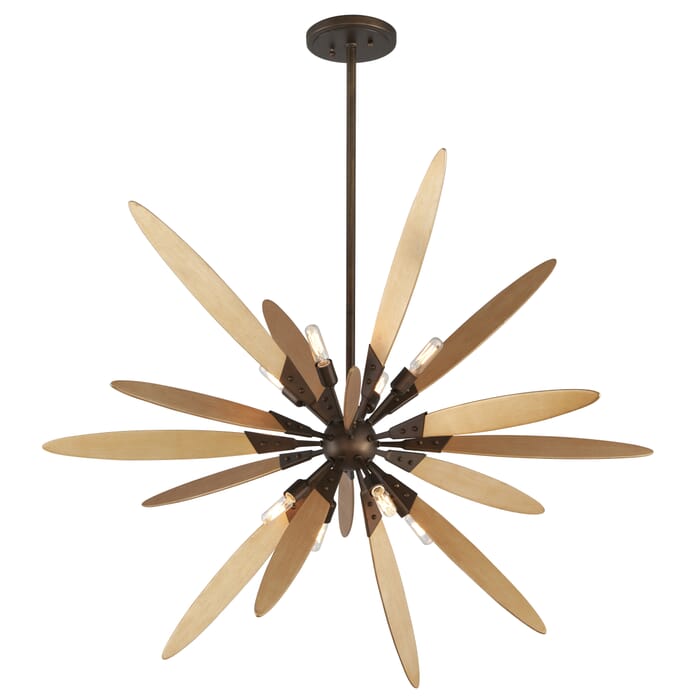 Troy Dragonfly 8-Light Chandelier in Bronze with Satin Leaf Troy Dragonfly 8-Light Chandelier in Bronze with Satin Leaf