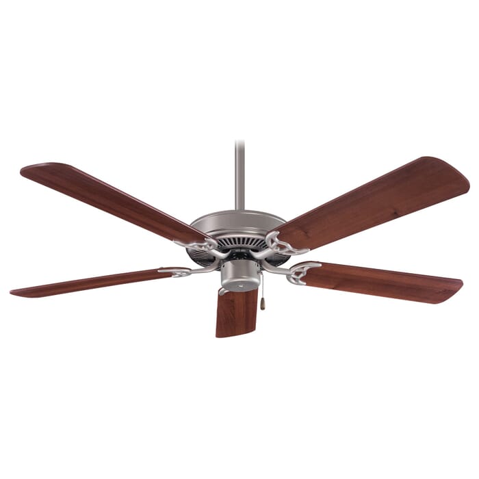 Minka-Aire Contractor 42" Ceiling Fan in Brushed Steel W/ Dark Walnut Minka-Aire Contractor 42" Ceiling Fan in Brushed Steel W/ Dark Walnut