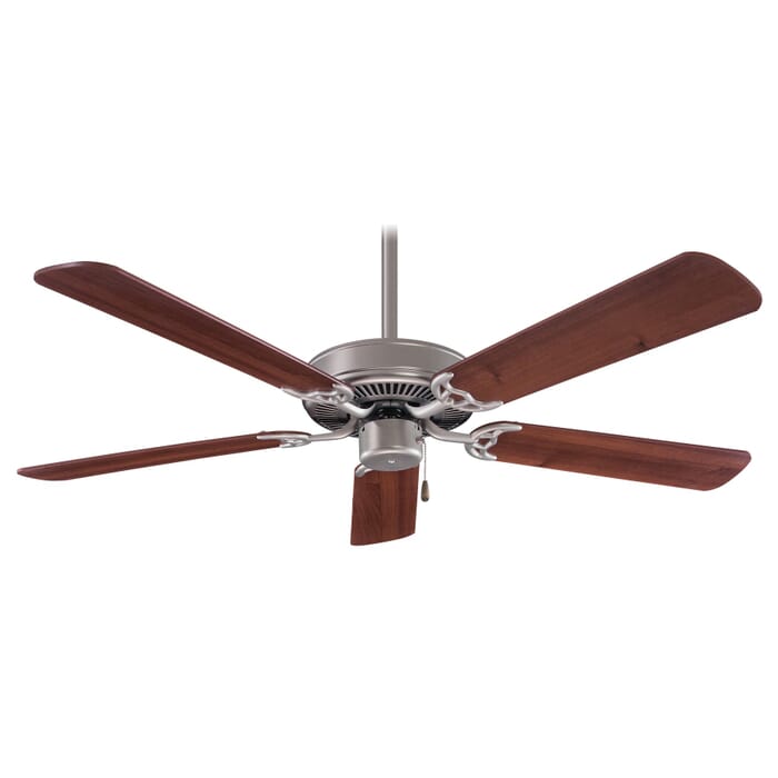 Minka-Aire Contractor 52" Ceiling Fan in Brushed Steel W/ Dark Walnut Minka-Aire Contractor 52" Ceiling Fan in Brushed Steel W/ Dark Walnut