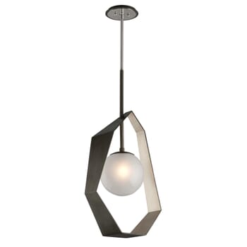 Troy Origami 35" Pendant Light in Graphite with Silver Leaf