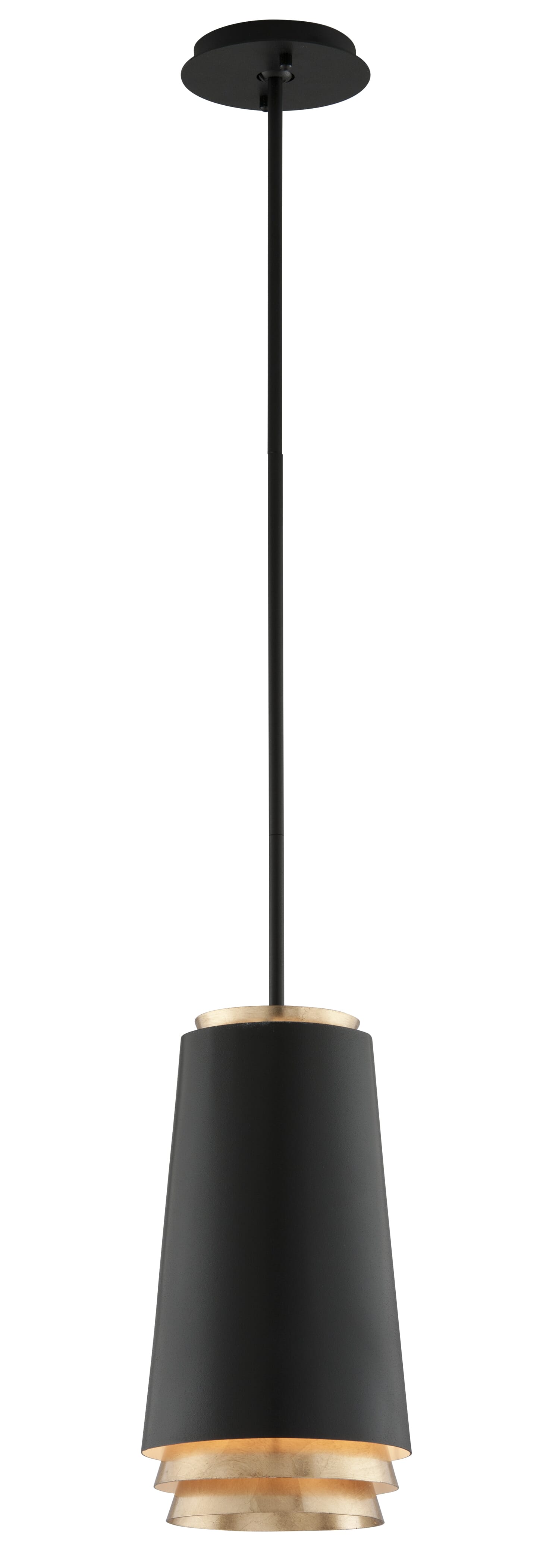 Troy Fahrenheit 15" Pendant Light in Textured Black W-Gold Leaf