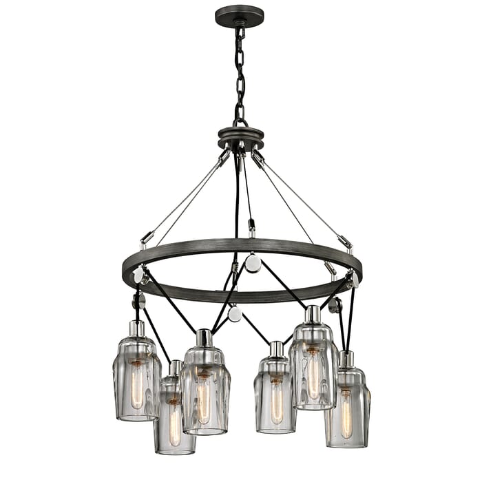 Troy Citizen 6-Light Chandelier in Graphite and Polished Nickel Troy Citizen 6-Light Chandelier in Graphite and Polished Nickel