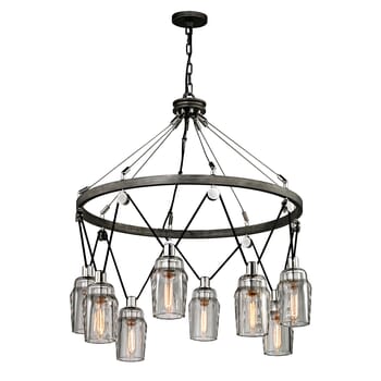 Troy Citizen 8-Light Chandelier in Graphite and Polished Nickel