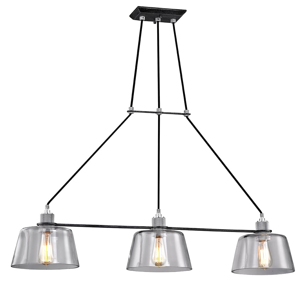 Audiophile 3-Light Island Pendant in Old Silver Polished Aluminum