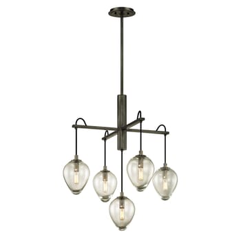 Troy Brixton 5-Light Chandelier in Gun Metal with Smoked Chrome
