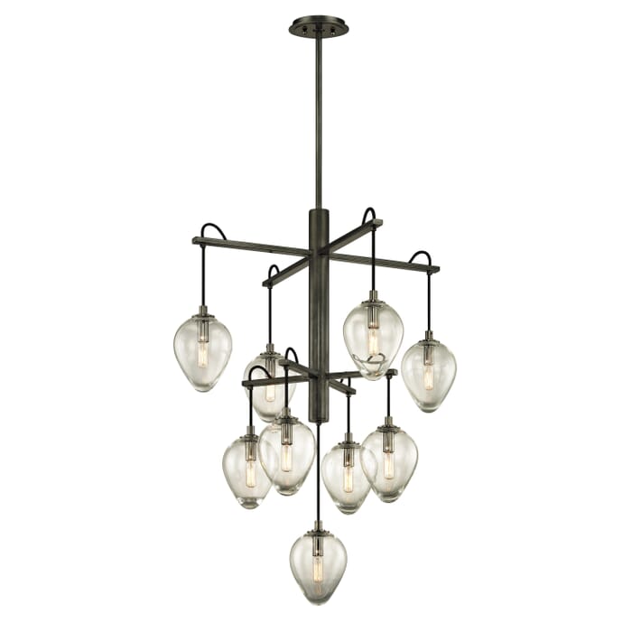 Troy Brixton 9-Light Chandelier in Gun Metal with Smoked Chrome Troy Brixton 9-Light Chandelier in Gun Metal with Smoked Chrome
