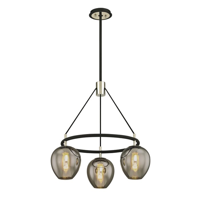 Troy Iliad 3-Light Chandelier in Carbide Black & Polished Nickel Troy Iliad 3-Light Chandelier in Carbide Black & Polished Nickel