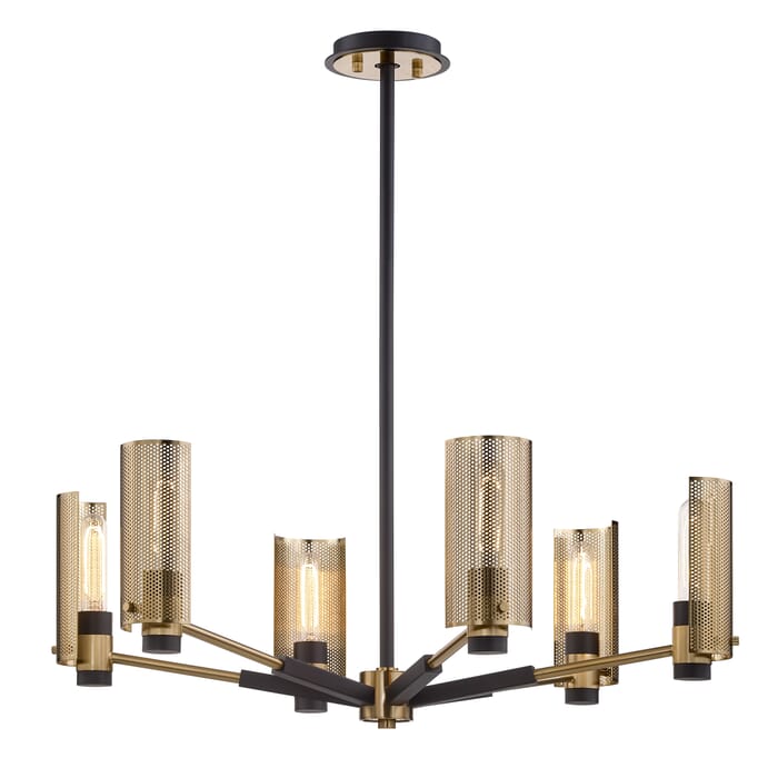 Troy Pilsen 6-Light Chandelier in Modern Bronze and Aged Brass Troy Pilsen 6-Light Chandelier in Modern Bronze and Aged Brass