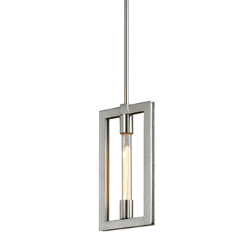 Troy Enigma 14" Pendant Light in Silver Leaf with Stainless Accents