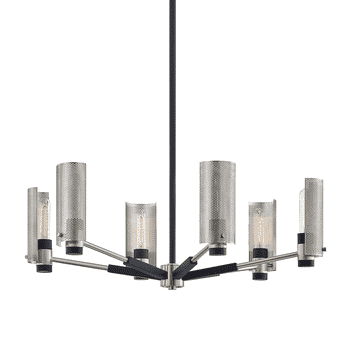 Troy Pilsen 6-Light 15" Pendant Light in Carb Black with Satin Nickel Accents