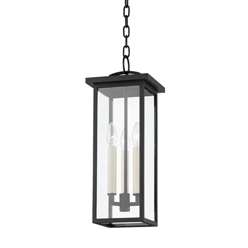 Textured Black Three Light Outdoor Pendant from the Eden Collection