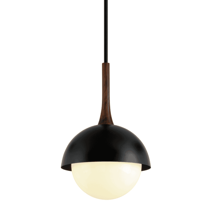 Troy Cadet Pendant Light in Black and Natural Acacia Troy Cadet Pendant Light in Black and Natural Acacia
