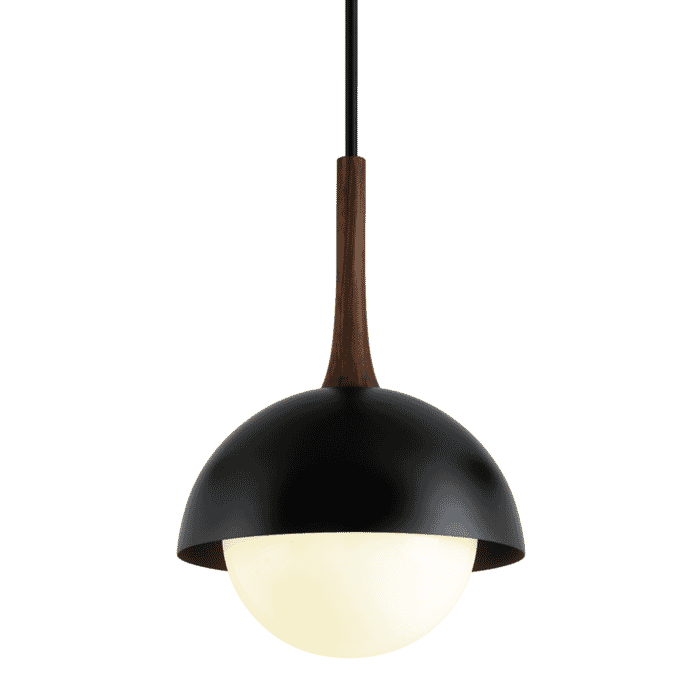 Troy Cadet Pendant Light in Black and Natural Acacia Troy Cadet Pendant Light in Black and Natural Acacia