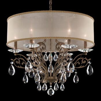 Schonbek Filigrae 6-Light Chandelier in Etruscan Gold with Clear Heritage Crystals