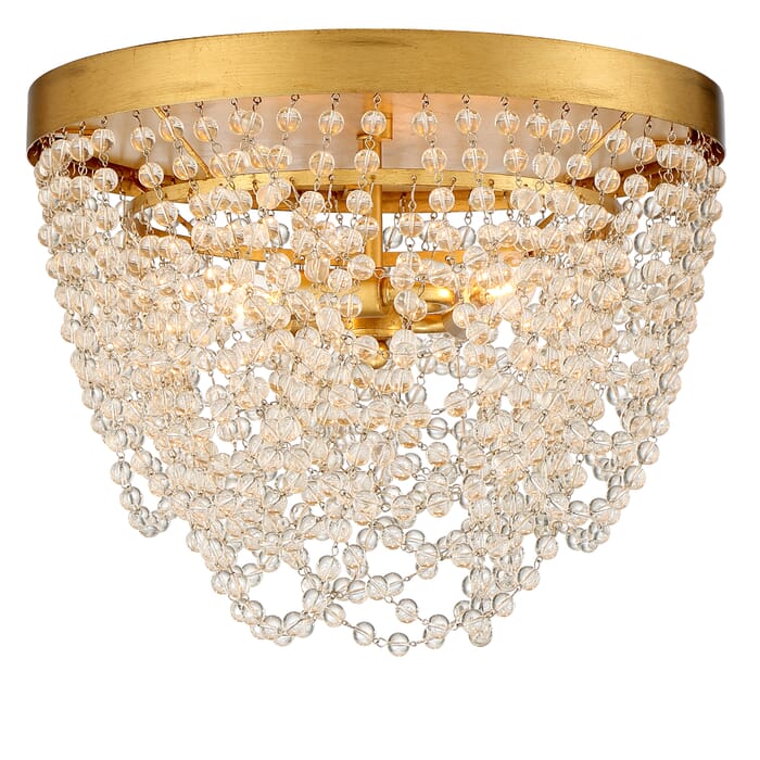 Crystorama Fiona 3-Light Ceiling Light in Antique Gold with Clear Glass Beads Crystals Crystorama Fiona 3-Light Ceiling Light in Antique Gold with Clear Glass Beads Crystals