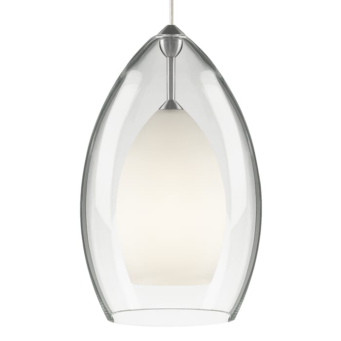 Tech Fire 12" Pendant Light in Satin Nickel and Clear Tech Fire 12" Pendant Light in Satin Nickel and Clear