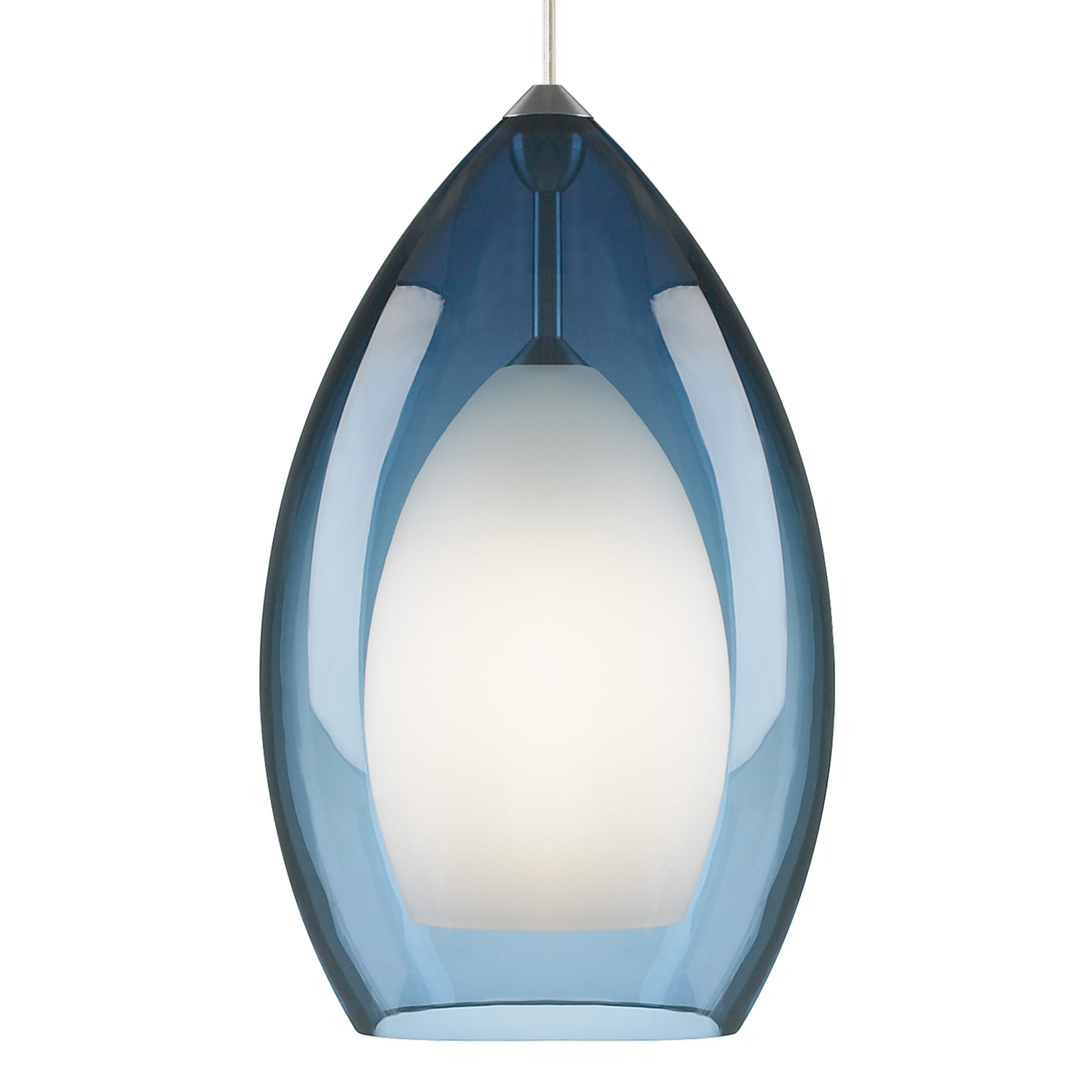 Fire 12 Pendant Light in Satin Nickel and Steel Blue
