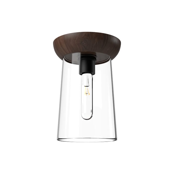 Emil 1-Light Flush Mount in Matte Black with Walnut Emil 1-Light Flush Mount in Matte Black with Walnut