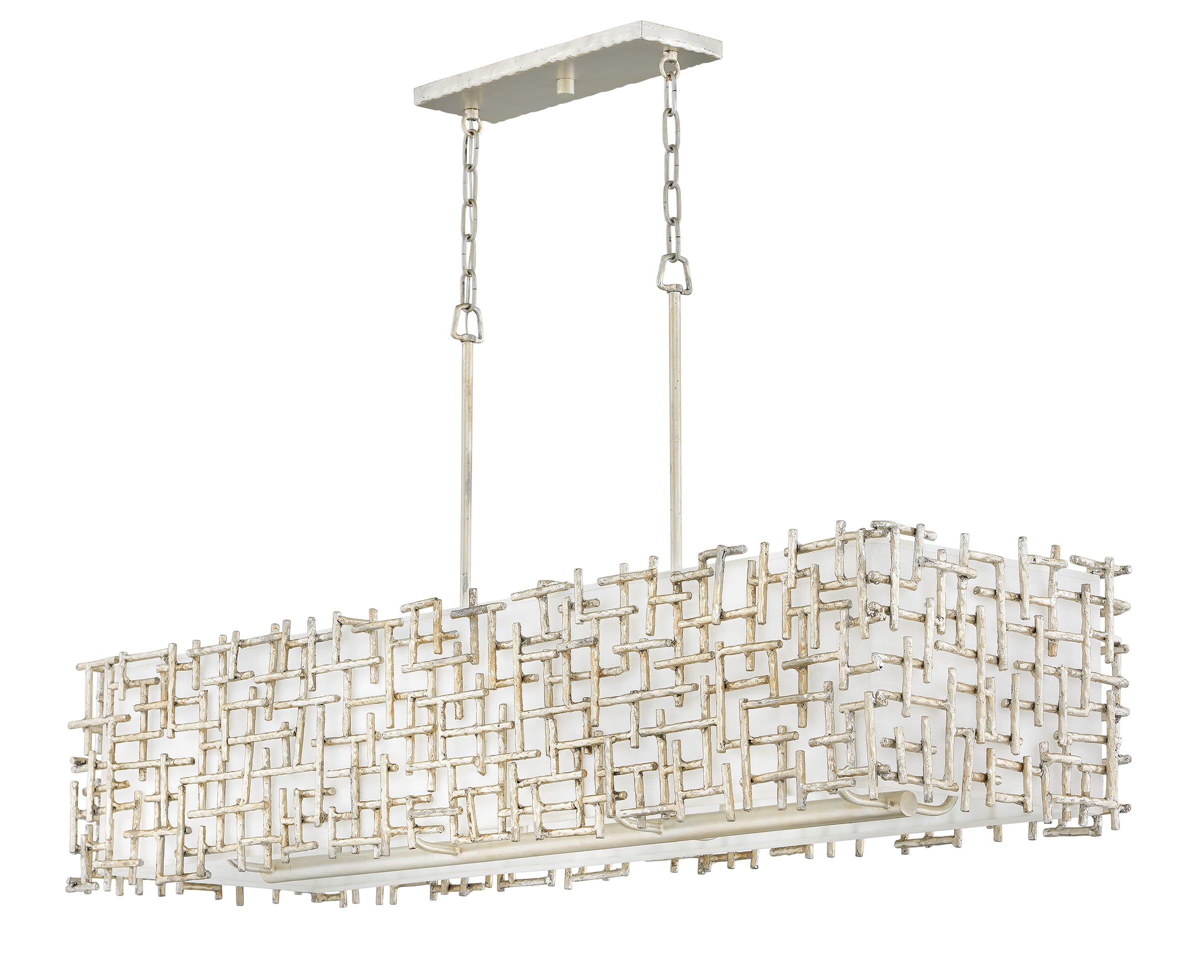 Fredrick Ramond Farrah 8-Light Linear Chandelier In Silver Leaf*