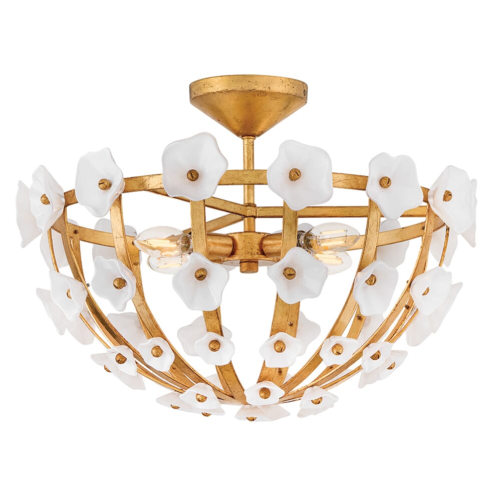 Distressed Brass LED Semi-Flush Mount from the Azalea Collection