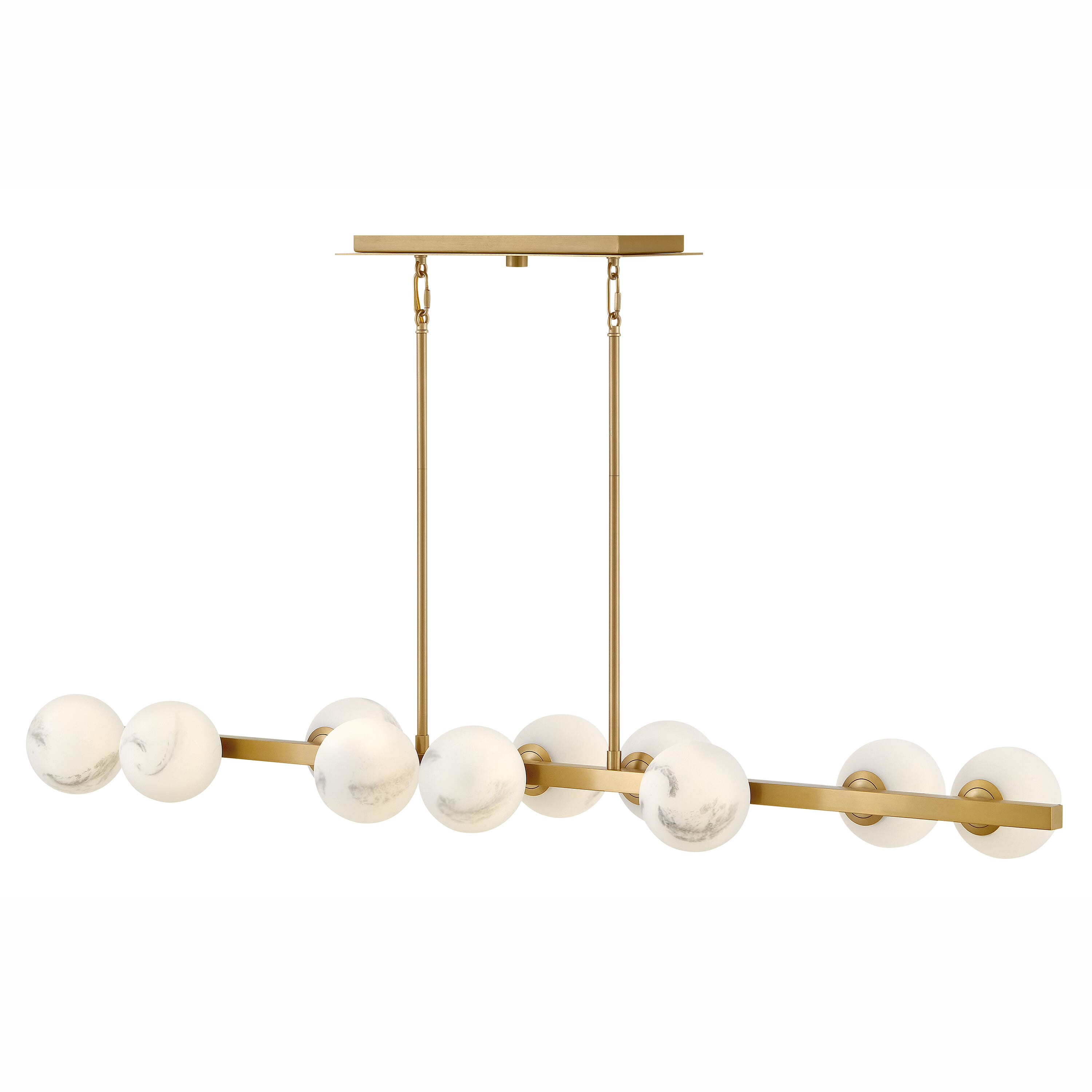 Lacquered Brass LED Linear Chandelier from the Selene Collection