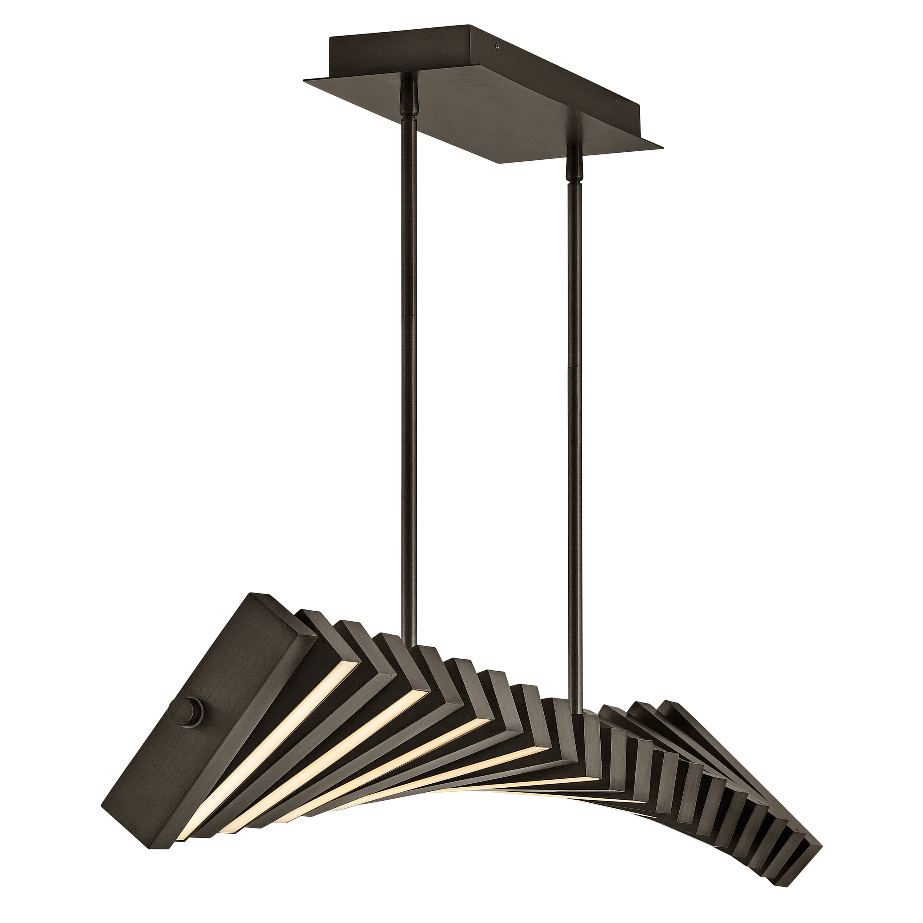Painted Black Oxide LED Linear Chandelier from the Stitch Collection
