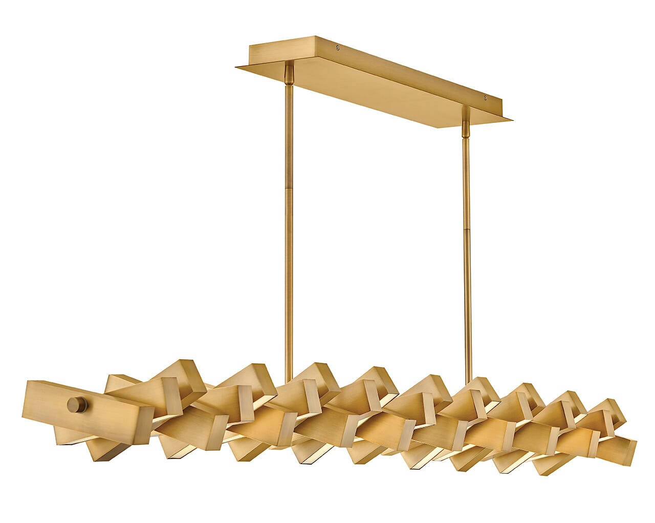 Lacquered Brass LED Linear Chandelier from the Stitch Collection