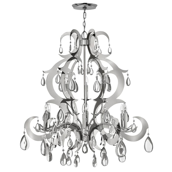 Fredrick Ramond Xanadu 9-Light Crystal Chandelier in Stainless Steel Fredrick Ramond Xanadu 9-Light Crystal Chandelier in Stainless Steel