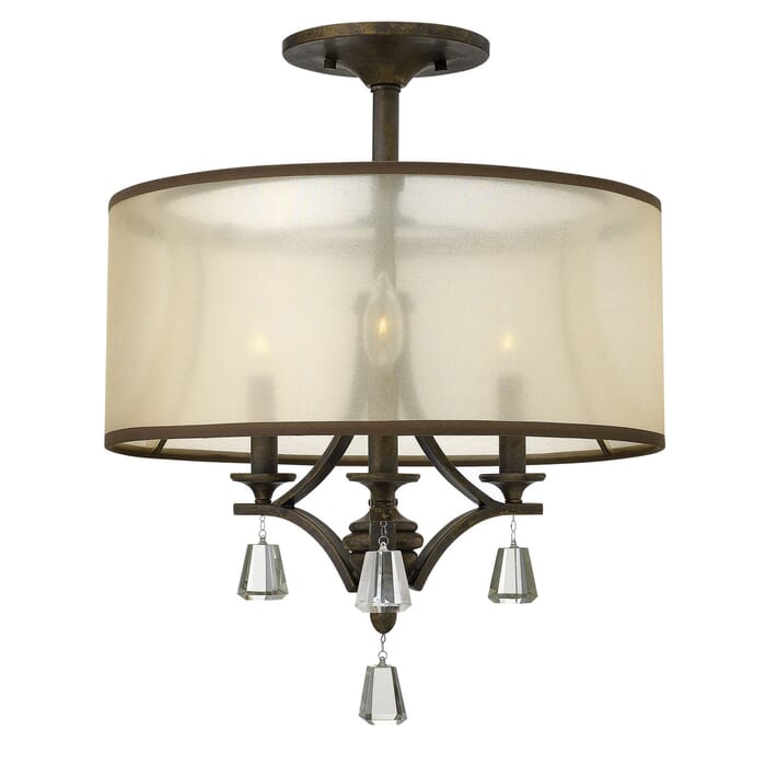 Fredrick Ramond Mime 3-Light Ceiling Light in French Bronze* Fredrick Ramond Mime 3-Light Ceiling Light in French Bronze*