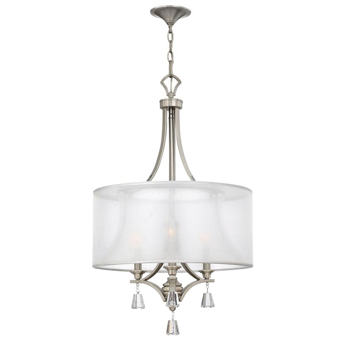 Fredrick Ramond Mime 3-Light Chandelier in Brushed Nickel* Fredrick Ramond Mime 3-Light Chandelier in Brushed Nickel*