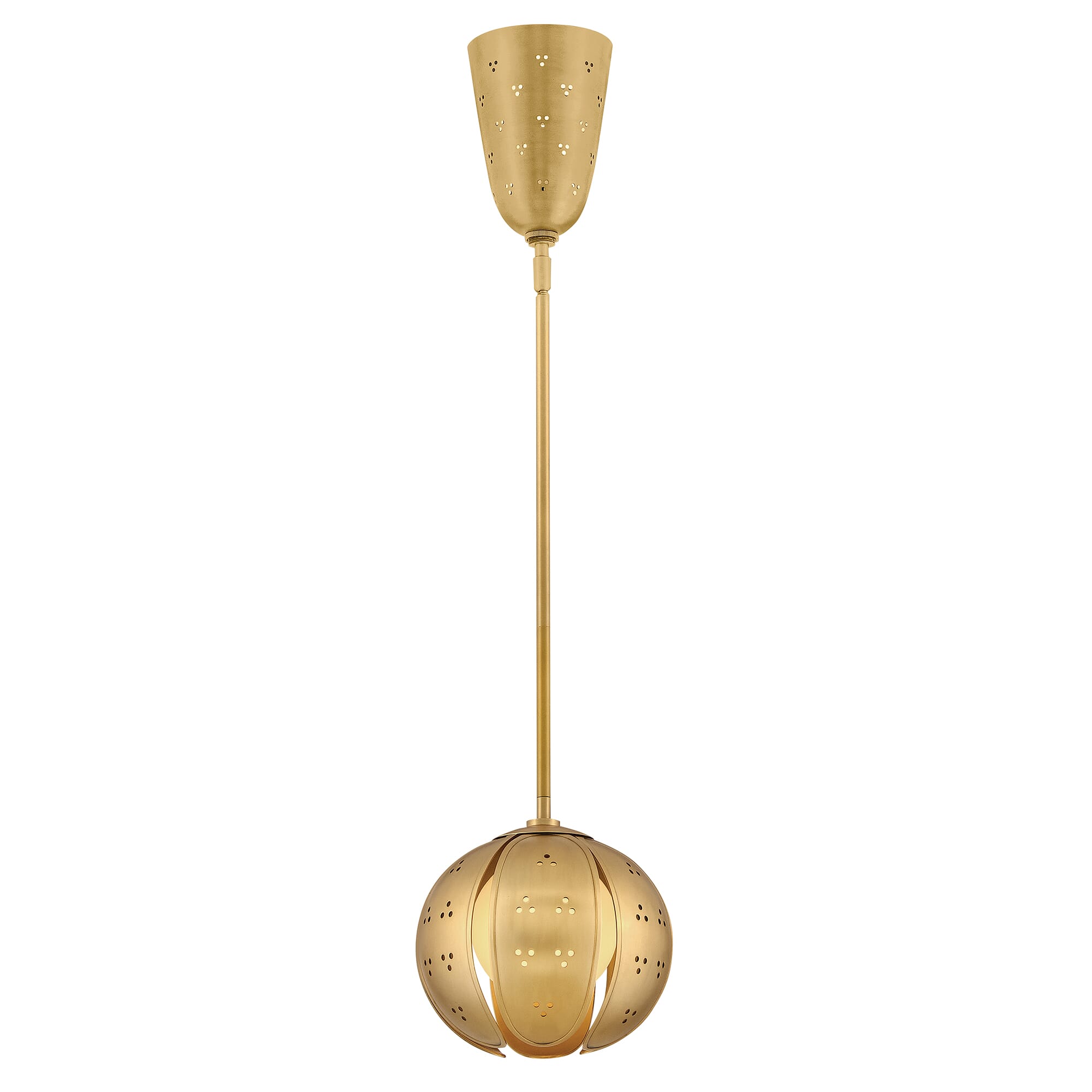 Unlacquered Brass LED Pendant from the Anthos Collection