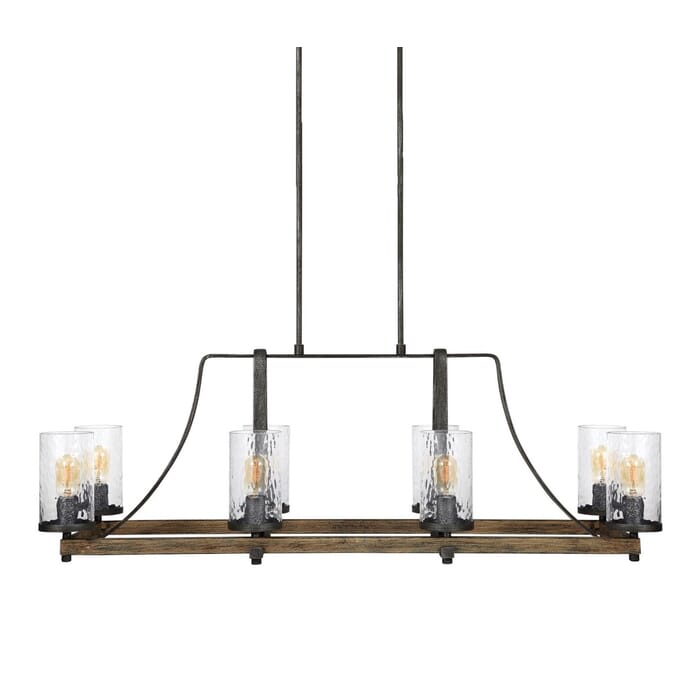 Feiss Angelo 8-Light Linear Chandelier in Distressed Oak Feiss Angelo 8-Light Linear Chandelier in Distressed Oak