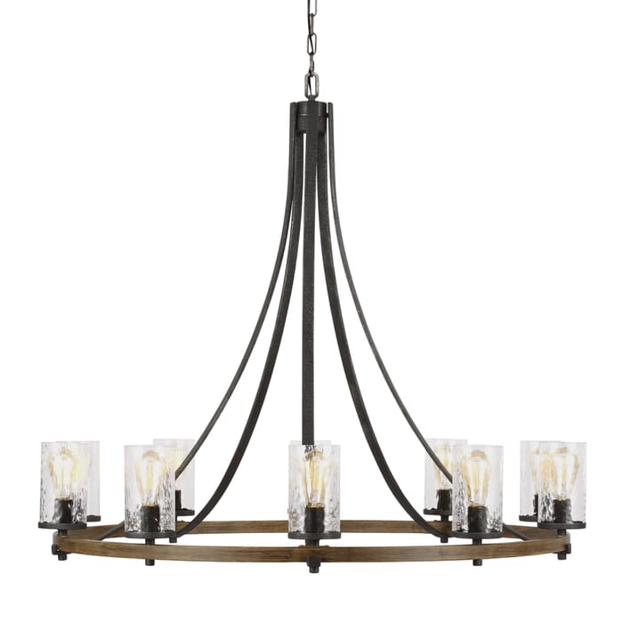 Generation Lighting Feiss Angelo 10-Light Chandelier in Distressed Weathered Oak And Slate Grey Metal Generation Lighting Feiss Angelo 10-Light Chandelier in Distressed Weathered Oak And Slate Grey Metal