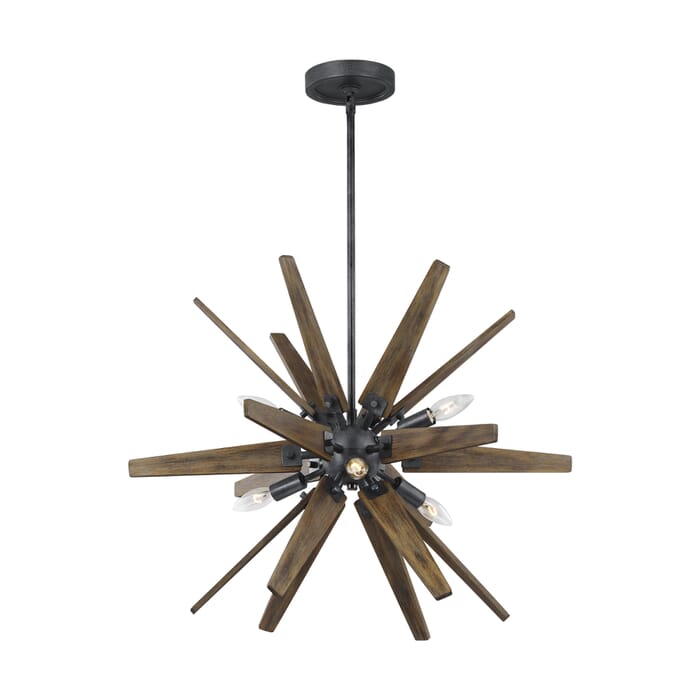 Feiss Thorne 6-Light Chandelier in Dark Weathered Zinc / Weathered Oak Feiss Thorne 6-Light Chandelier in Dark Weathered Zinc / Weathered Oak