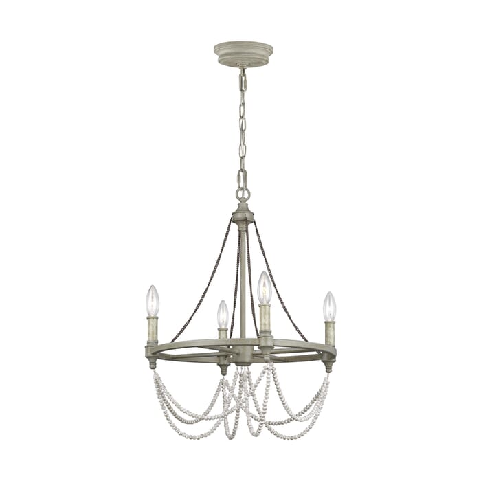 Generation Lighting Beverly 4-Light Chandelier in French Washed Oak And Distressed White Wood by Sean Lavin Generation Lighting Beverly 4-Light Chandelier in French Washed Oak And Distressed White Wood by Sean Lavin