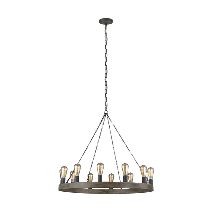 Generation Lighting Avenir 12-Light Chandelier in Weathered Oak Wood And Antique Forged Iron by Sean Lavin Generation Lighting Avenir 12-Light Chandelier in Weathered Oak Wood And Antique Forged Iron by Sean Lavin