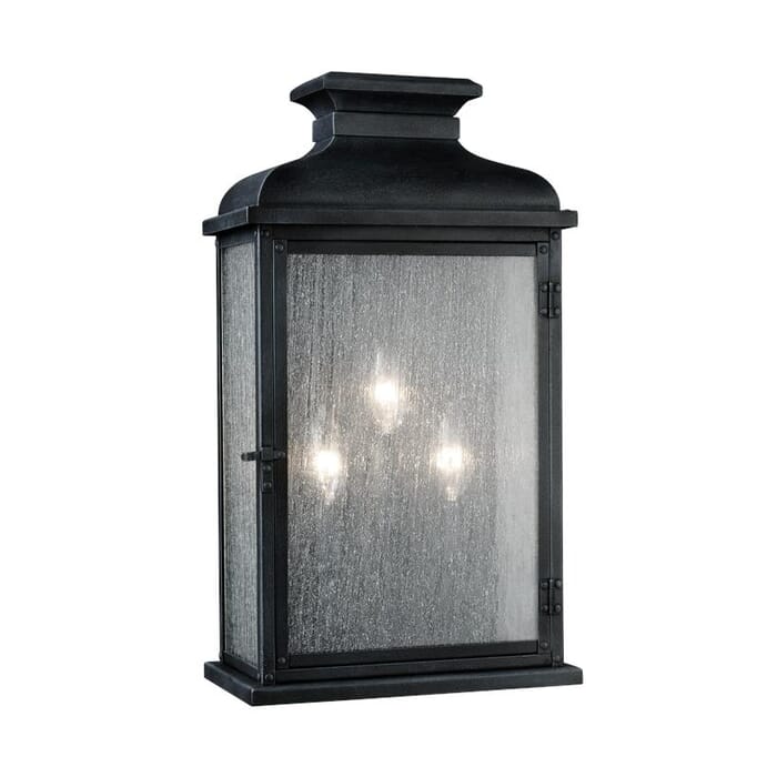 Generation Lighting Pediment 3-Light Outdoor Wall Light in Dark Weathered Zinc by Sean Lavin Generation Lighting Pediment 3-Light Outdoor Wall Light in Dark Weathered Zinc by Sean Lavin