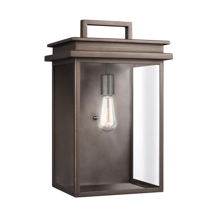 Feiss Glenview 18.5" Outdoor Clear Glass Wall Lantern in Antique Bronze Feiss Glenview 18.5" Outdoor Clear Glass Wall Lantern in Antique Bronze