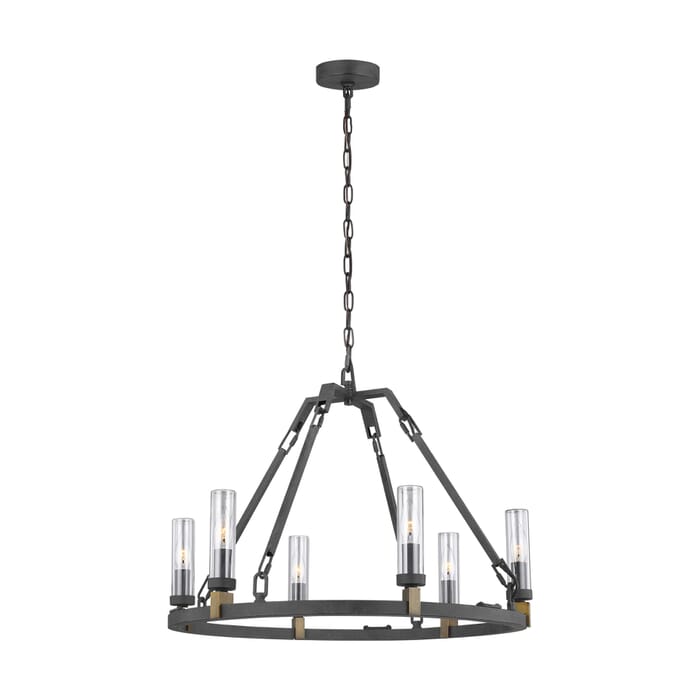 Feiss Landen 6-Light Outdoor Chandelier in Antique Forged Iron Feiss Landen 6-Light Outdoor Chandelier in Antique Forged Iron